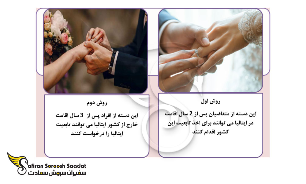 انواع روش های اخذ اقامت از طریق ازداوج در ایتالیا