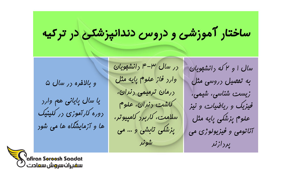 ساختار آموزشی و. دروس دندانپزشکی در ترکیه