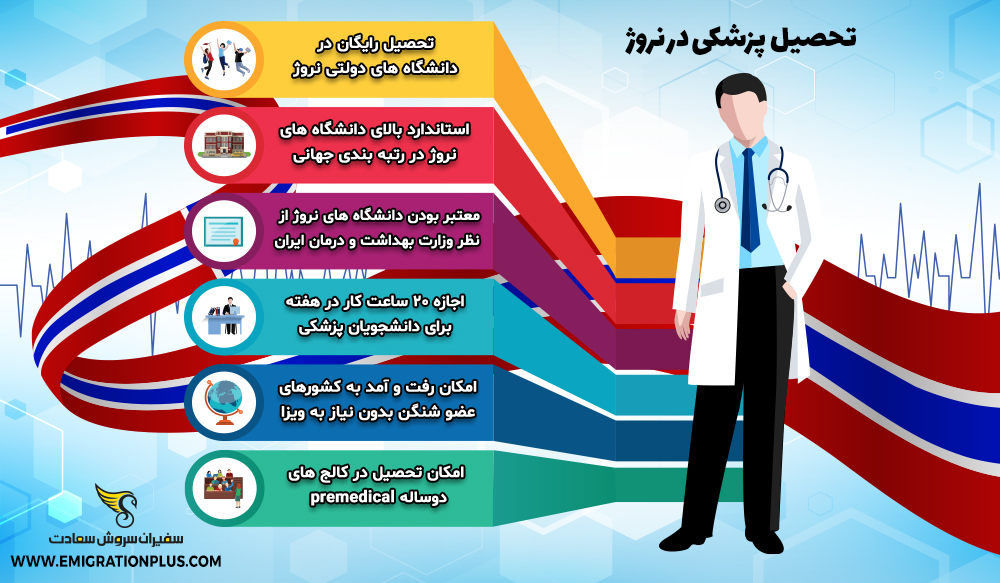 اینفوگرافیک تحصیل پزشکی در نروژ