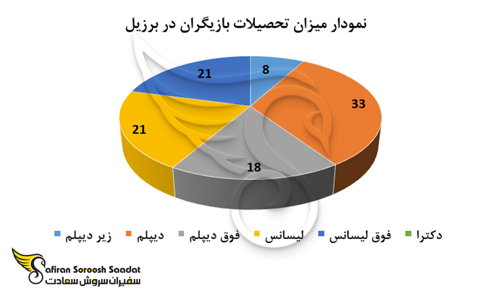 نمودار میزان تحصیلات بازیگران در برزیل