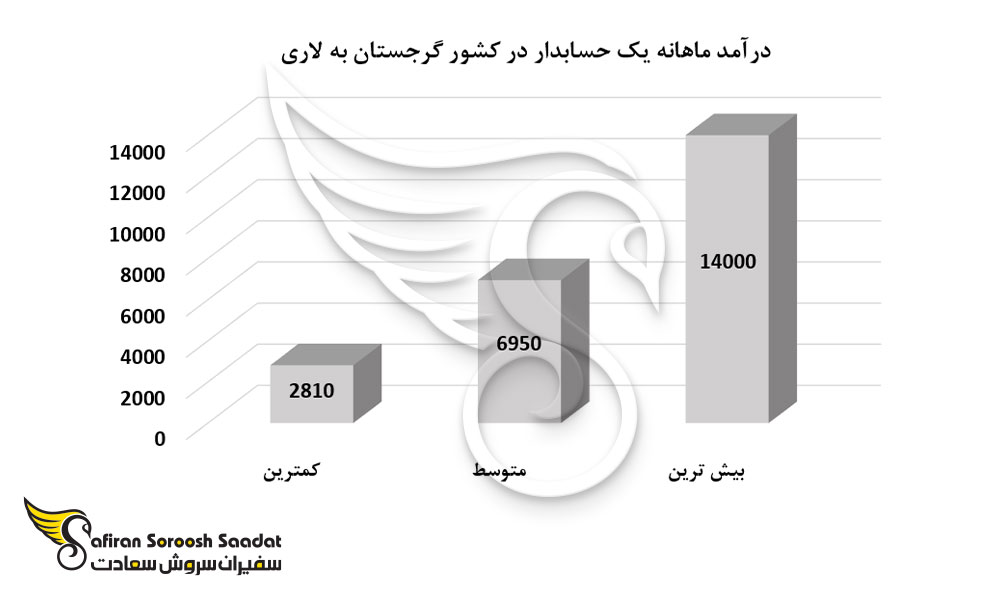 درآمد ماهانه یک حسابدار در کشور گرجستان
