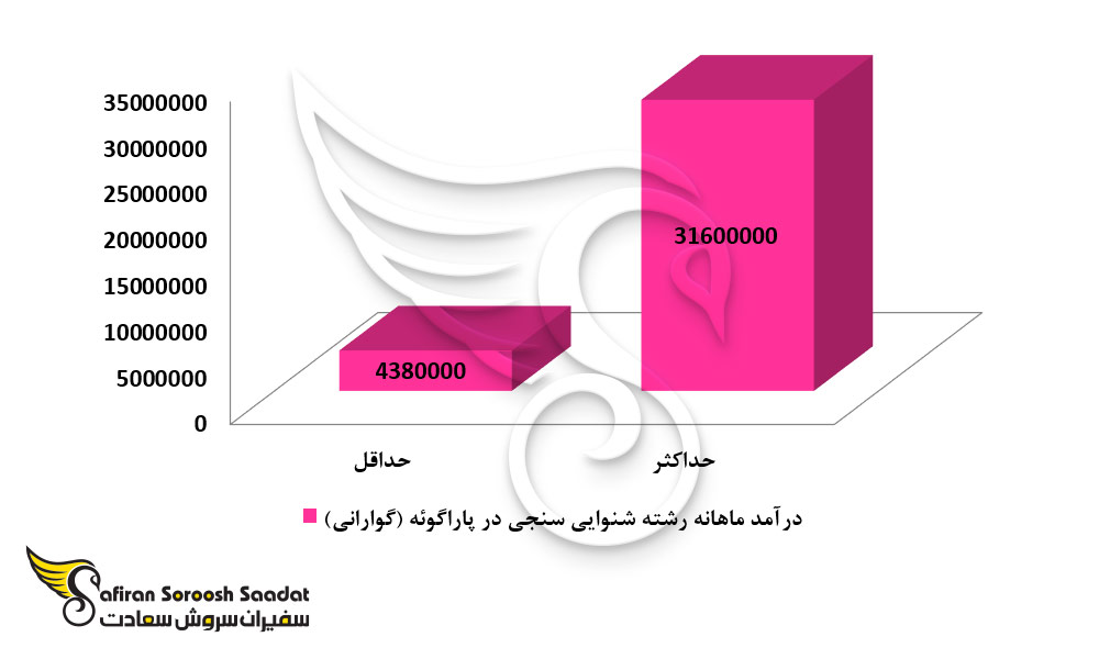 حدود درآمد ماهانه رشته شنوایی سنجی در پاراگوئه