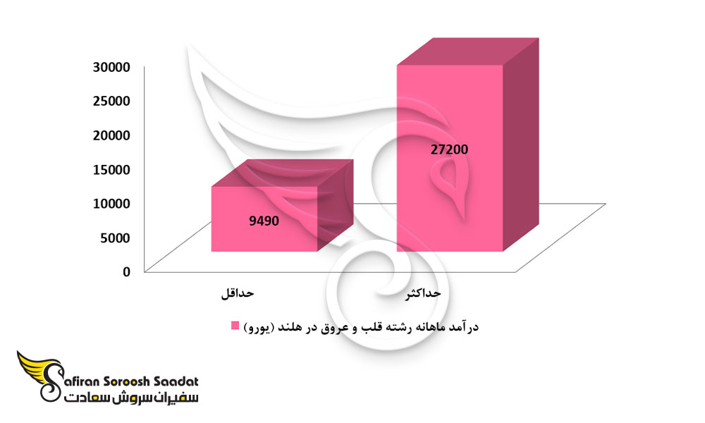 درآمد ماهانه رشته قلب و عروق در هلند