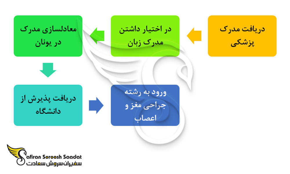 فرآیند دریافت پذیرش رشته جراحی مغز و اعصاب در یونان