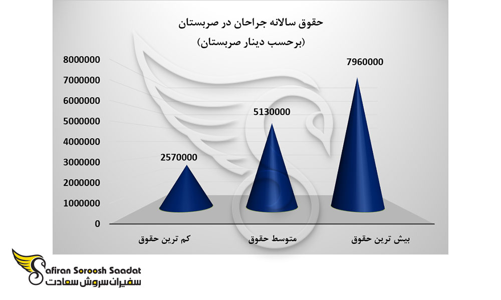حقوق سالانه جراحان در صربستان
