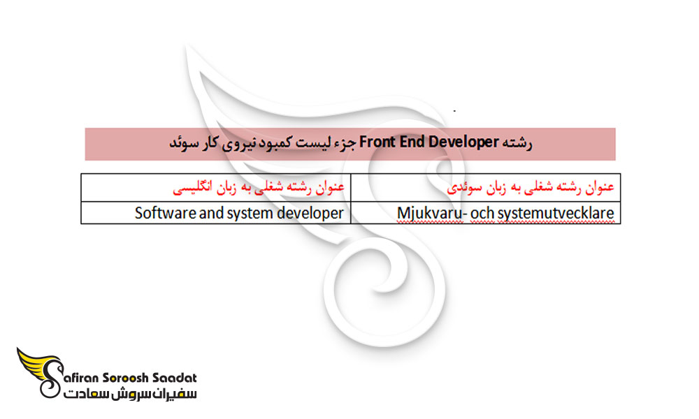 شانس کارجویان رشته Front End Developer در سوئد