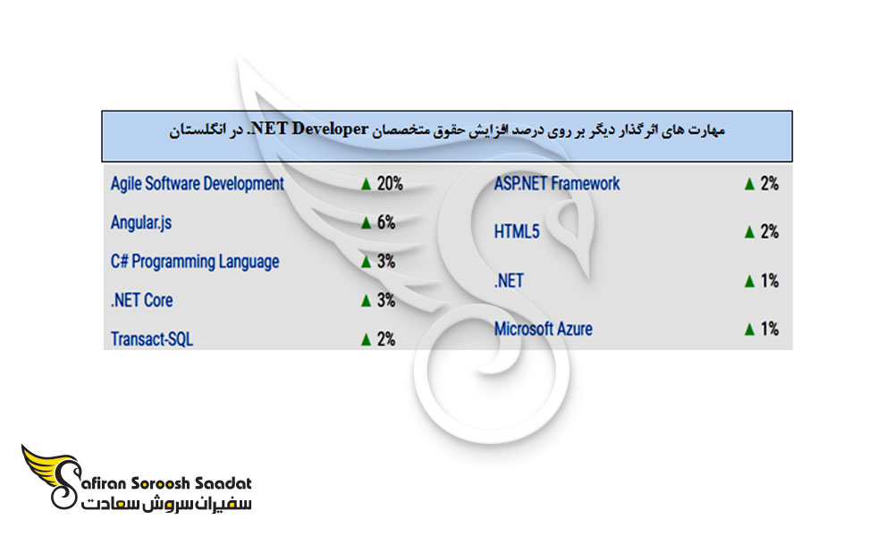 مهارت های اثرگذار بر درآمد متخصصان رشته .NET Developer در انگلستان