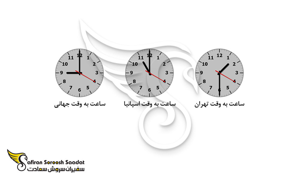 بررسی اختلاف ساعت به وقت اسپانیا و ایران