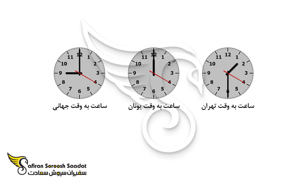 اختلاف ساعت به وقت یونان و ایران
