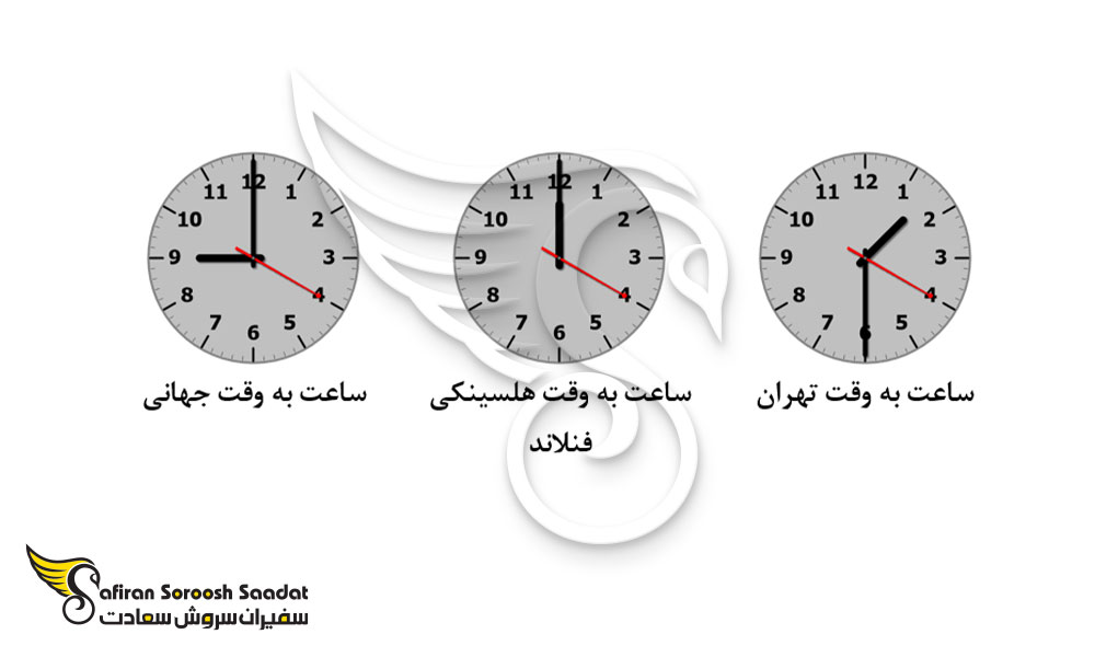اختلاف ساعت به وقت هلسینکی فنلاند و ایران
