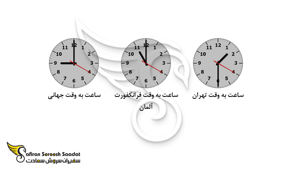 اختلاف ساعت در فرانکفورت آلمان و تهران