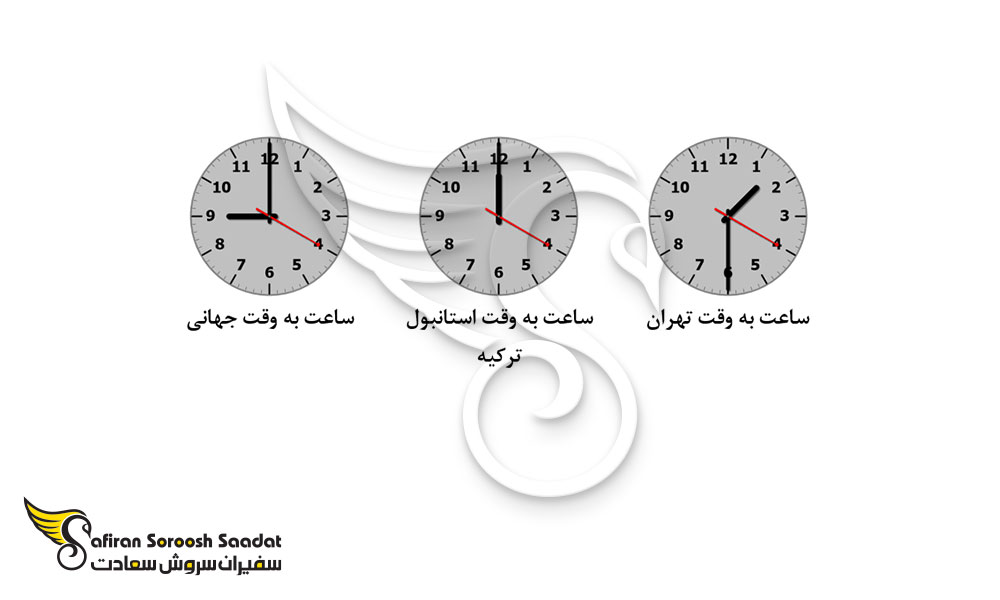 اختلاف ساعت به وقت استانبول ترکیه و ایران