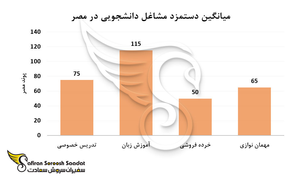 میانگین دستمزد مشاغل دانشجویی در مصر