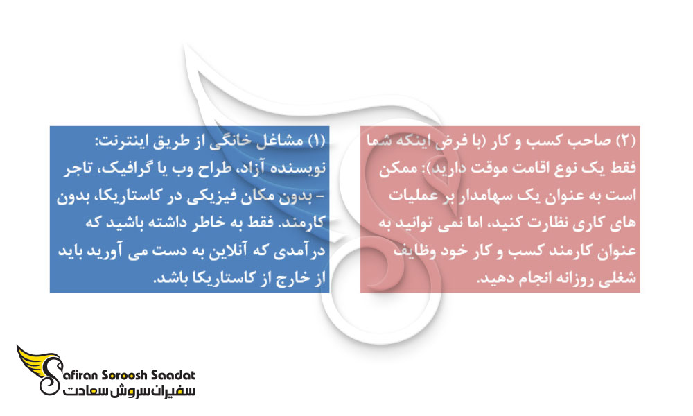 افرادی که بدون شهروندی یا اقامت دائم می توانند در کاستاریکا کار کنند