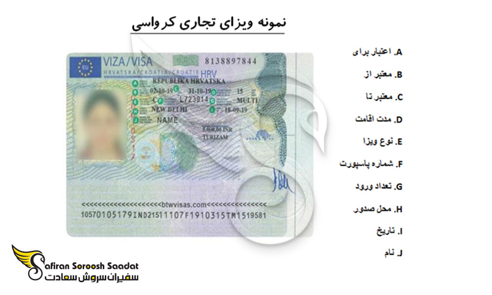 نمونه ویزای تجاری کرواسی